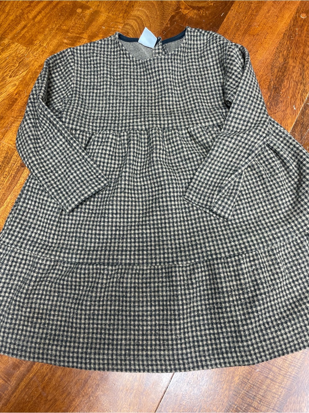 Zara brown and black checkered long sleeve dress size 4-5